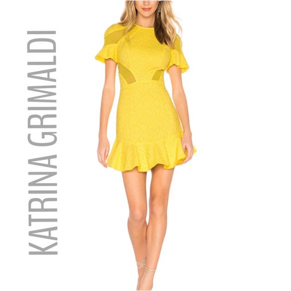 KATRINA GRIMALDI Lila Eyelet Mini Dress in Yellow Short Sleeve NEW WITH TAG XS - Picture 16 of 16